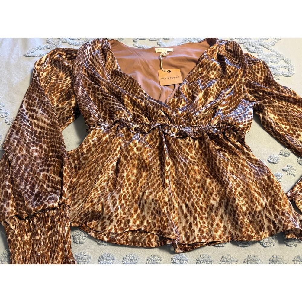 Animal Print Blouse by Blu Pepper New, with tags!